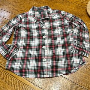 Lauren Ralph Lauren plaid pajama top. Button front, ladies Size Medium.